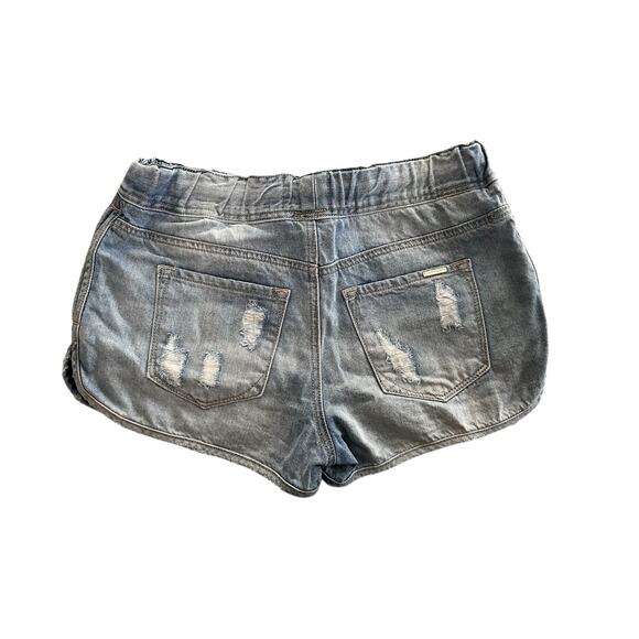 Insane Gene Jogger Shorts Denim Mid Rise Light Wash Distressed Womens Size Small - Picture 2 of 3